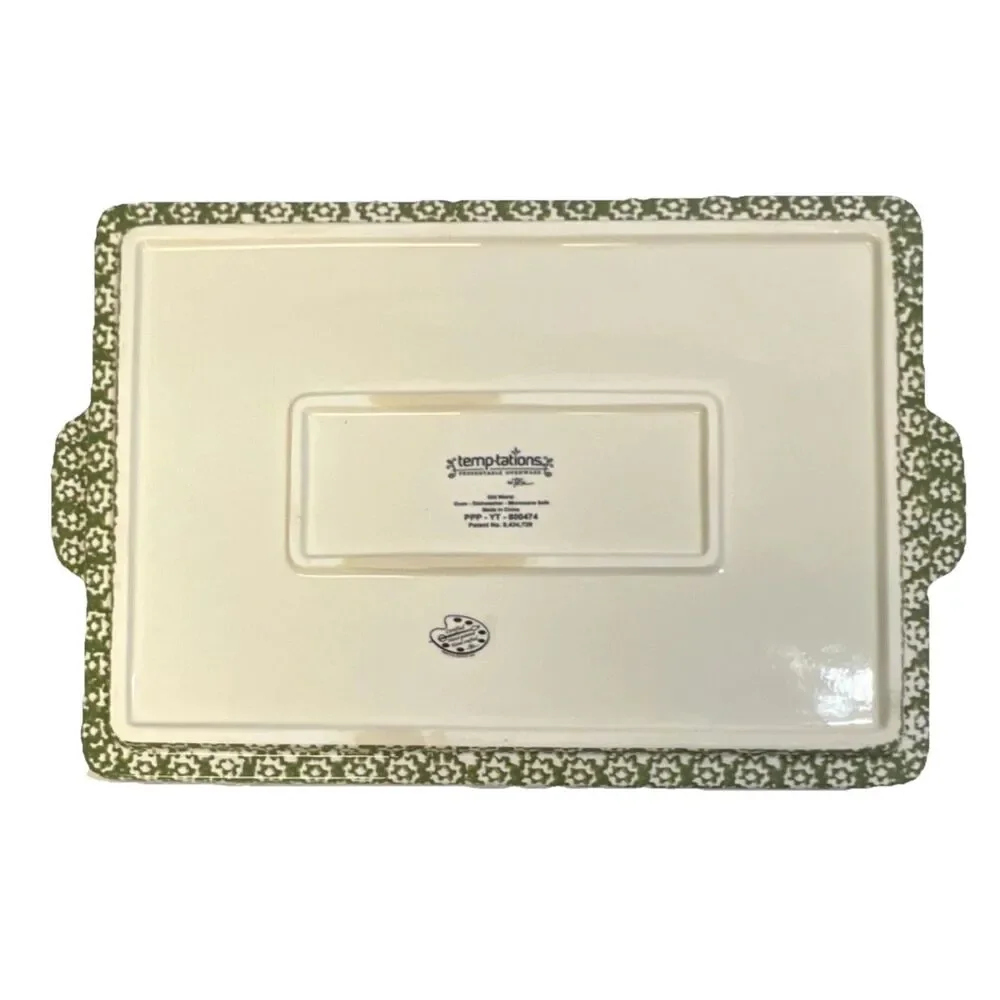 Temptations Old World Hand Painted Ceramic Platters Ovenwear Set w/ Metal Racks